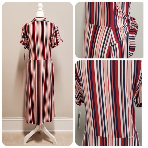 [AGB] Tie Front Stripe Dress - Picture 3 of 8